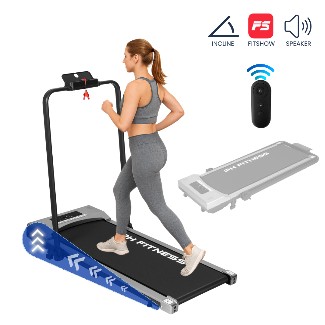 PH Fitness Laufband – Steigung & manuelle Steigung – faltbar / zusammenklappbar – CR-A1F-3 – Schwarz / Schwarz – Blau