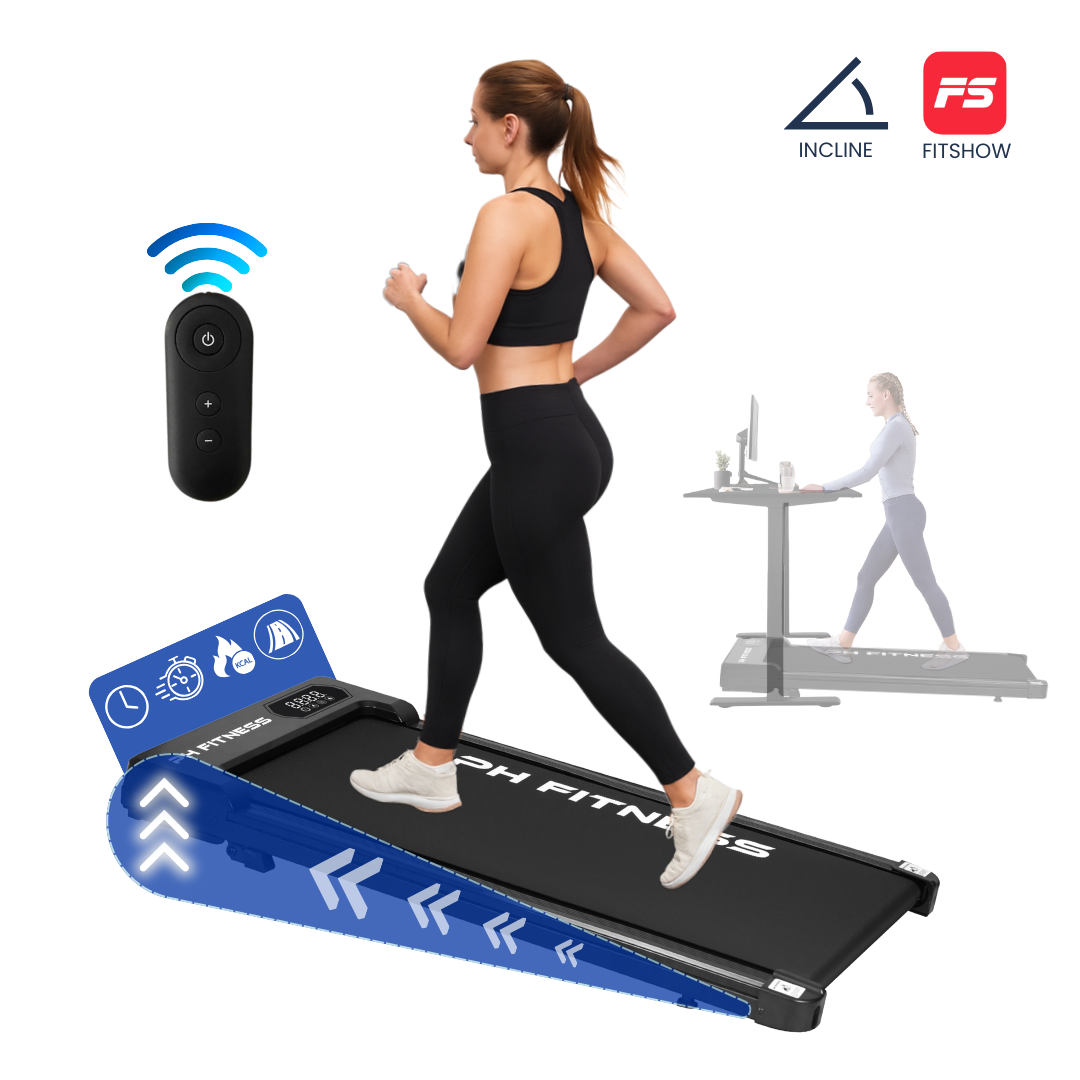 PH Fitness Laufband – 8 km/h – Steigung & manuelle Steigung – faltbar/zusammenklappbar – CR-B3 – Schwarz