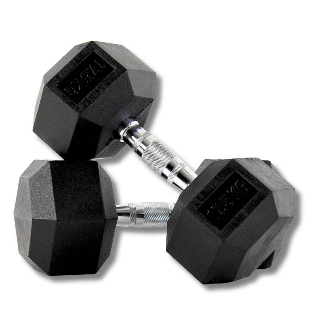 "Hex 17.5kg dumbbells for strength and endurance"
