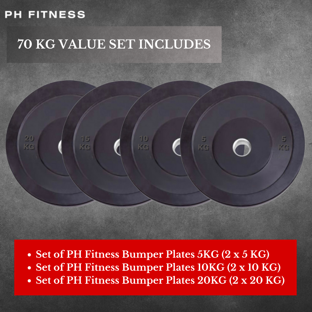 "Rubber Bumper Plates Voordeelset for strength training, noise-reducing and floor-safe design"
