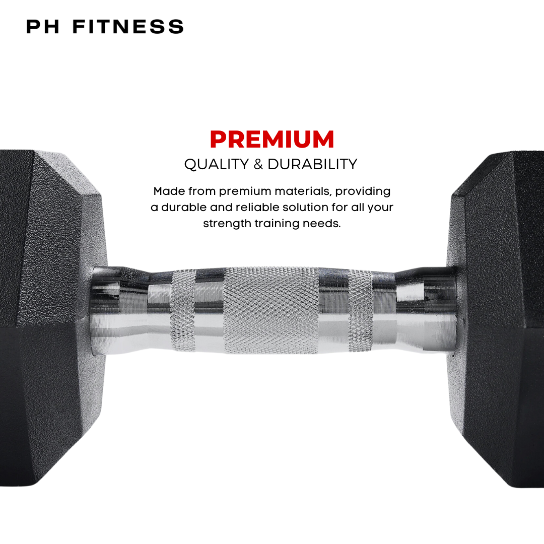 "Durable hexa dumbbells 2.5 to 60 kg with anti-roll design for safe, versatile workouts"
