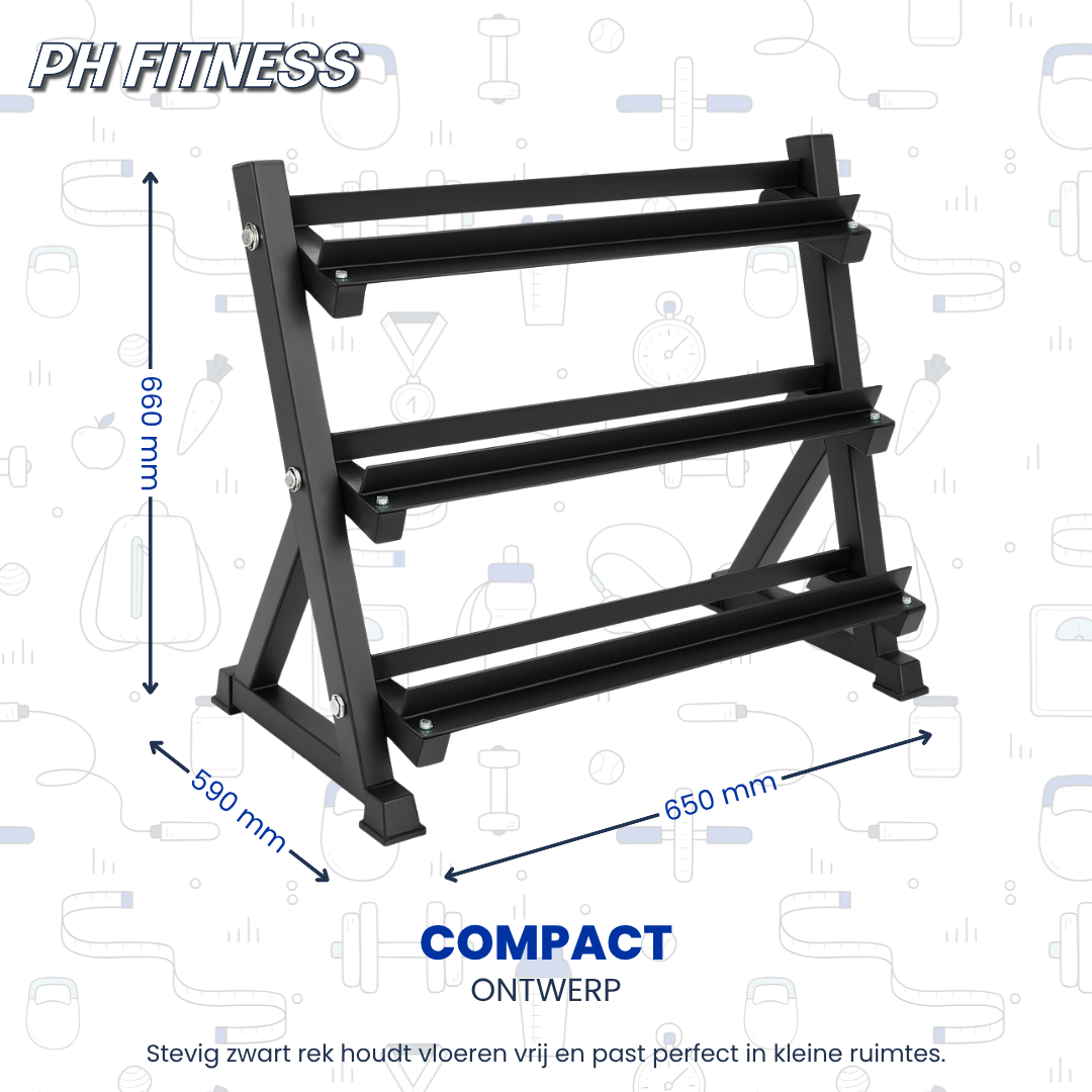 Hexa Dumbbell Set - 2.5 t/m 25KG met Dumbbell Rack
