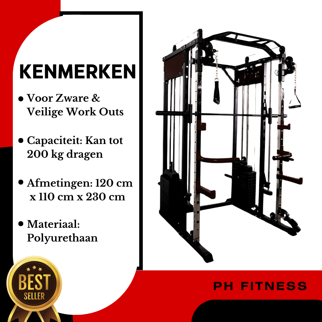 Premium-Power-Rack mit Smith-Maschine und 160-kg-Gewichtsstapel