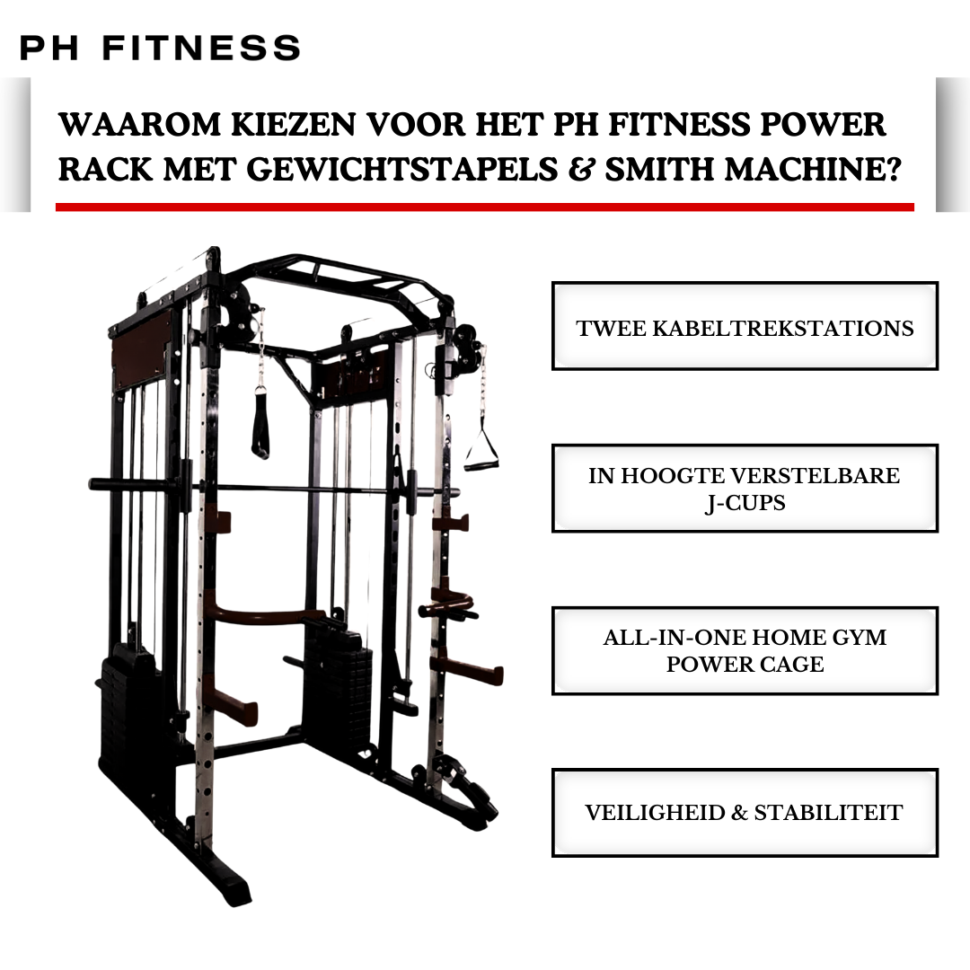 Premium-Power-Rack mit Smith-Maschine und 160-kg-Gewichtsstapel