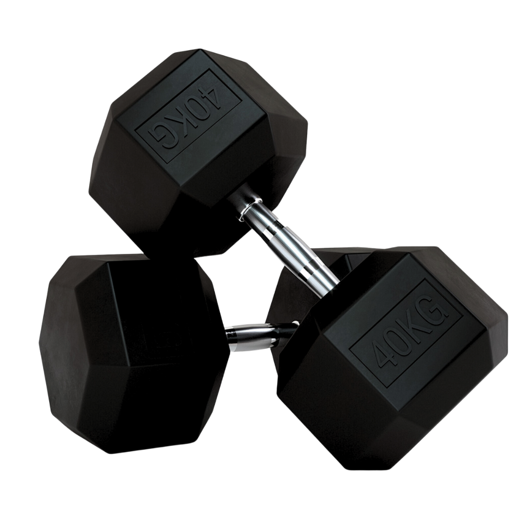 "Hex dumbbells 40kg set for fitness"
