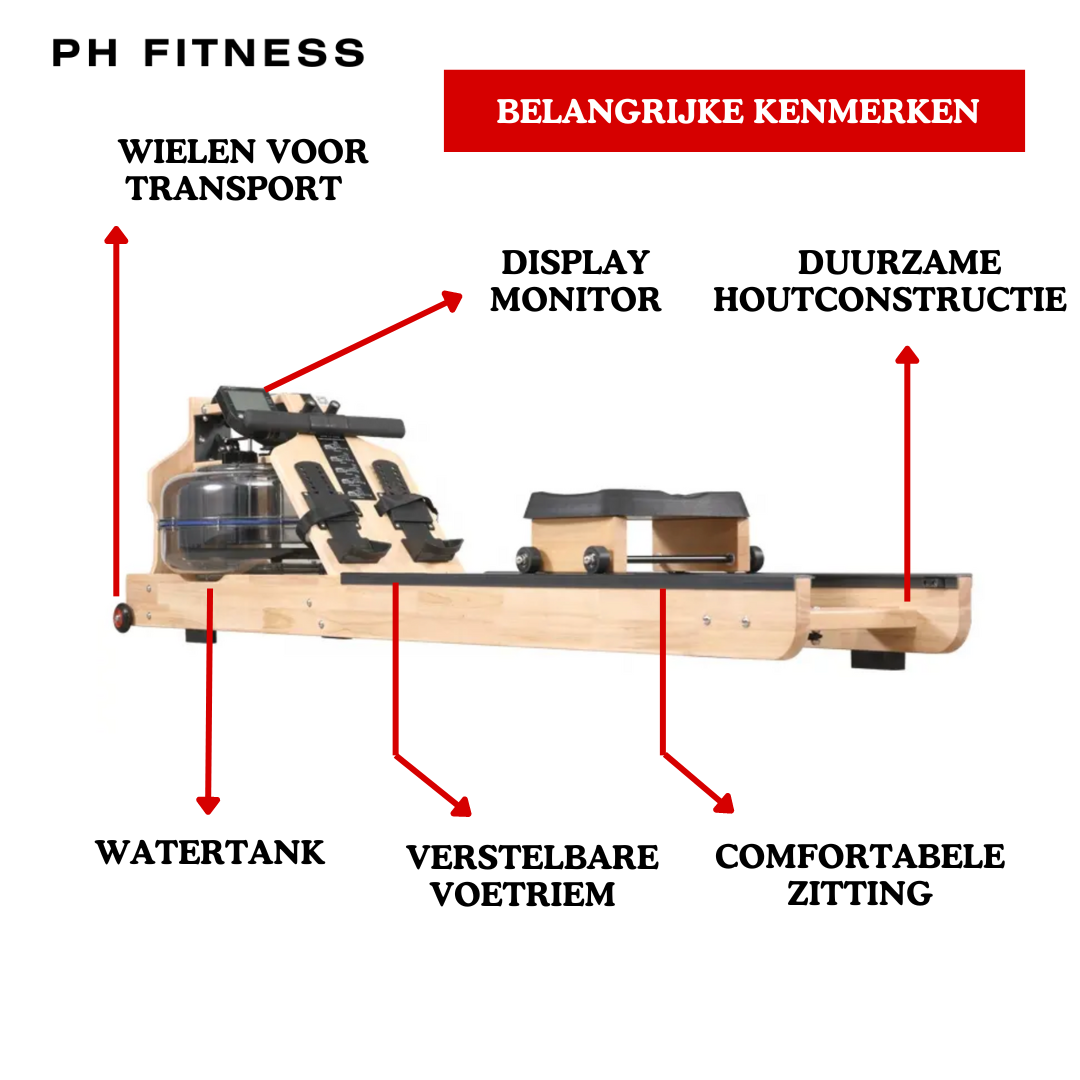 Opvouwbare Roeimachine van Hout met Waterweerstand