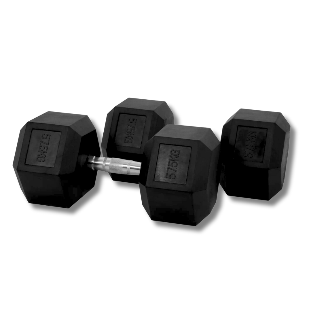 "Hex 57.5 kg  dumbbells for versatile weight training"
