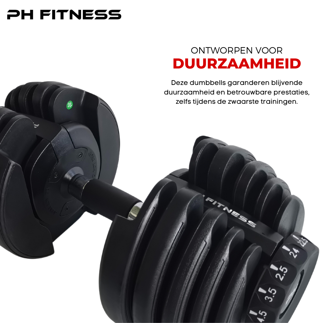 Verstelbare Dumbbells Set 24KG - Zwart