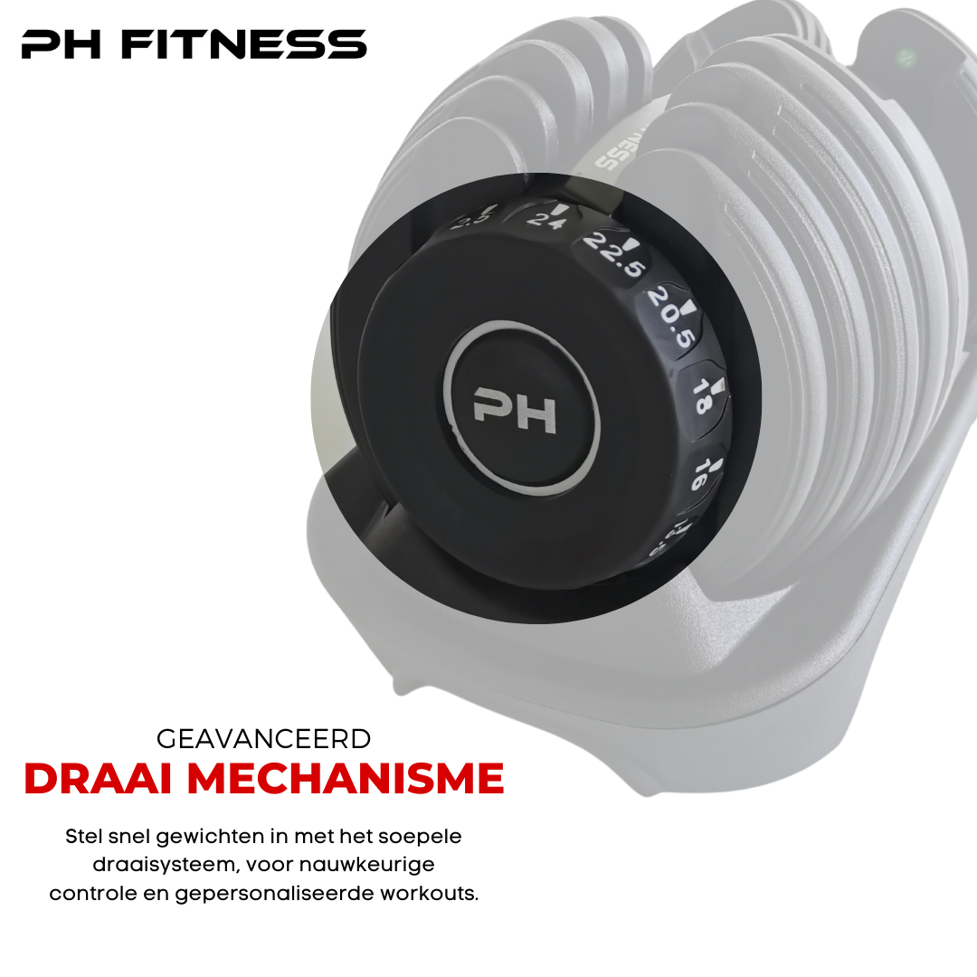 Verstelbare Dumbbells Set 24KG - Zwart