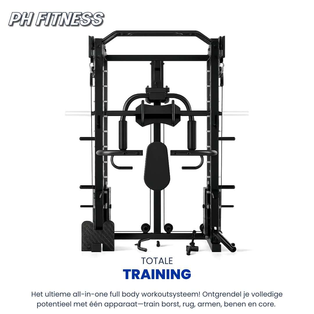 All-in-One-Heim-Fitnessstudio – 160 kg Gewichtsstapel – Smith-Maschine + Kabelsystem – Ganzkörper-Kraftstation – Kompakt &amp; Professionell
