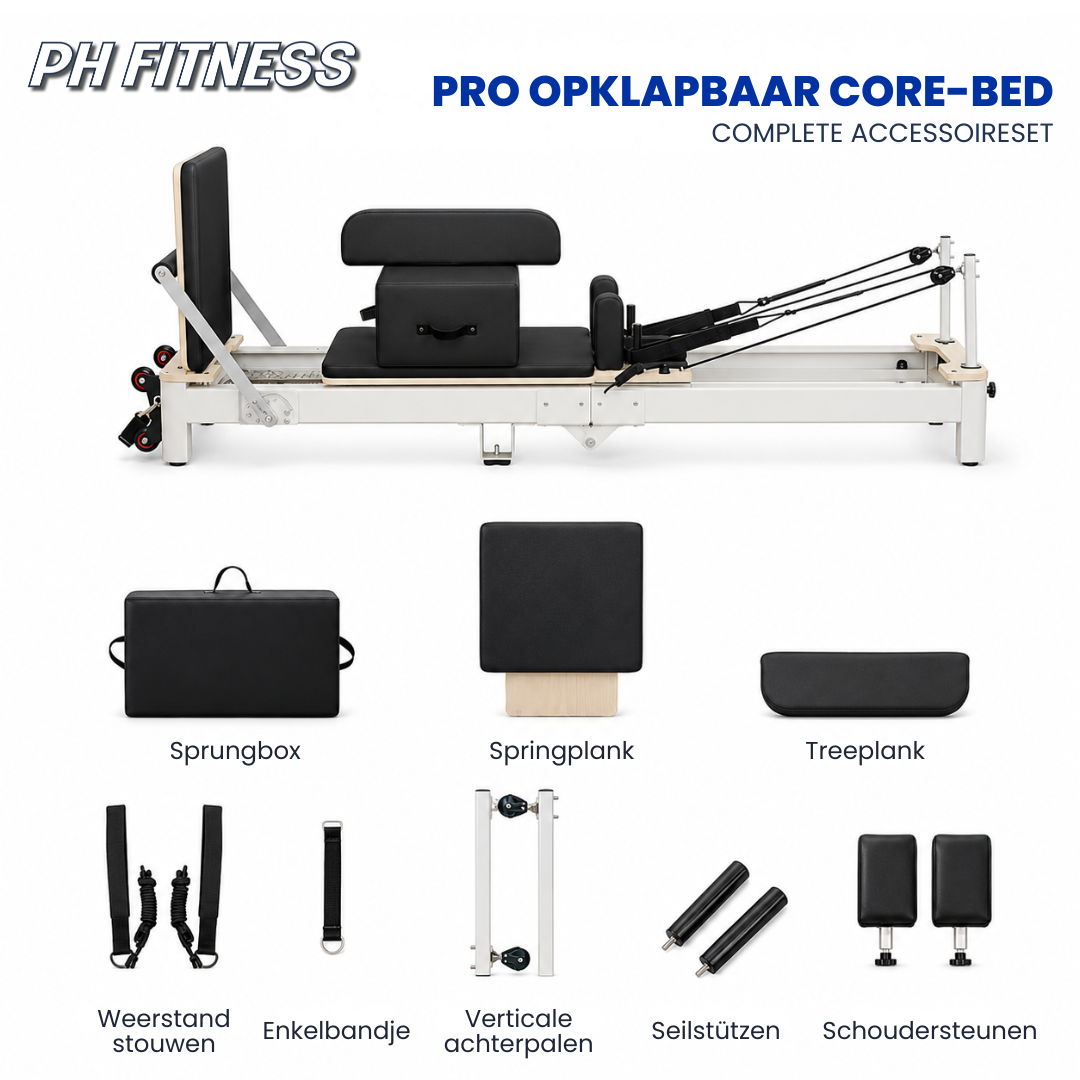 Komplettes Zubehörset des klappbaren PRO Pilates Reformers