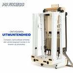 Klappbarer Pilates Reformer aus Aluminium vertikal verstaut