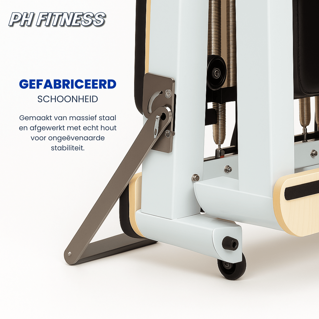 Stützarm und Transportrolle des klappbaren Pilates Reformers
