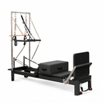 Schwarzer Aluminium-Pilates-Reformer mit Half Trapeze Tower und Box