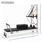 Abmessungen Aluminium-Pilates-Reformer mit Half Tower: 246 × 73 × 200 cm