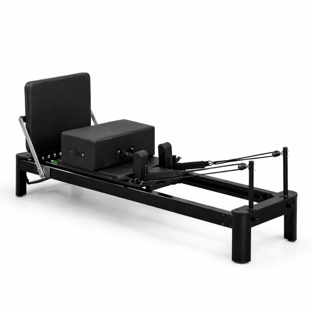 Schwarzer PH Fitness Pilates Reformer aus Aluminium mit Box und Zubehör