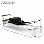 Maße des PH Fitness Pilates Reformers aus Aluminium: 241 × 68 × 40 cm