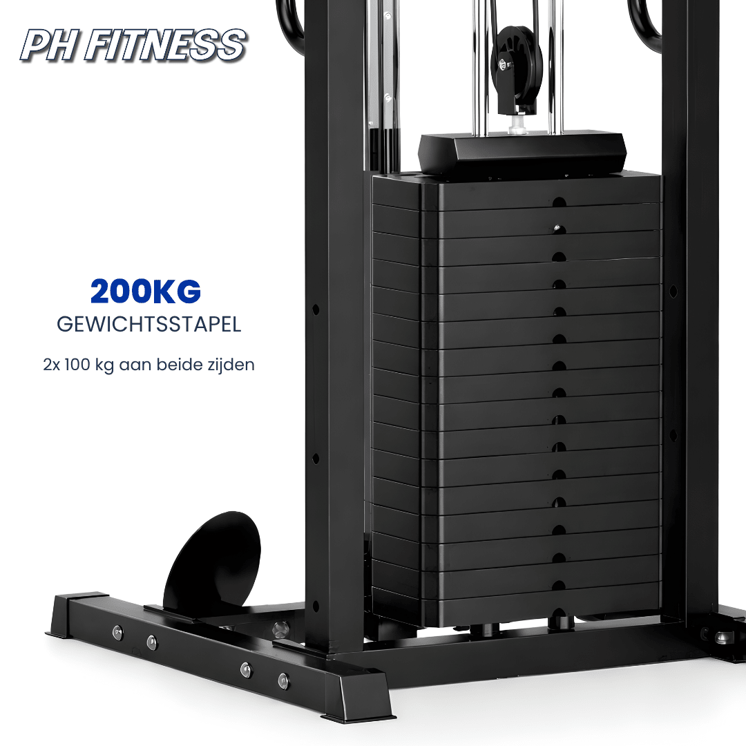 PH Fitness Dual Cable Crossover Functional Trainer mit zwei 100-kg-Gewichtsblöcken – Produktbild 4