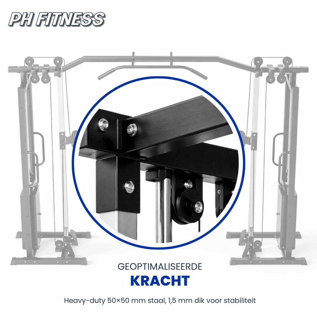 PH Fitness Dual Cable Crossover Functional Trainer mit zwei 100-kg-Gewichtsblöcken – Produktbild 2