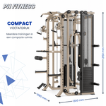 Kompakte Stellfläche des Fusion X Pro Racks – 130 × 108 × 215 cm