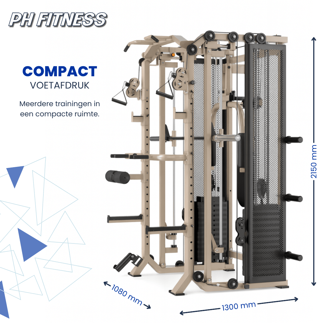 Kompakte Stellfläche des Fusion X Pro Racks – 130 × 108 × 215 cm