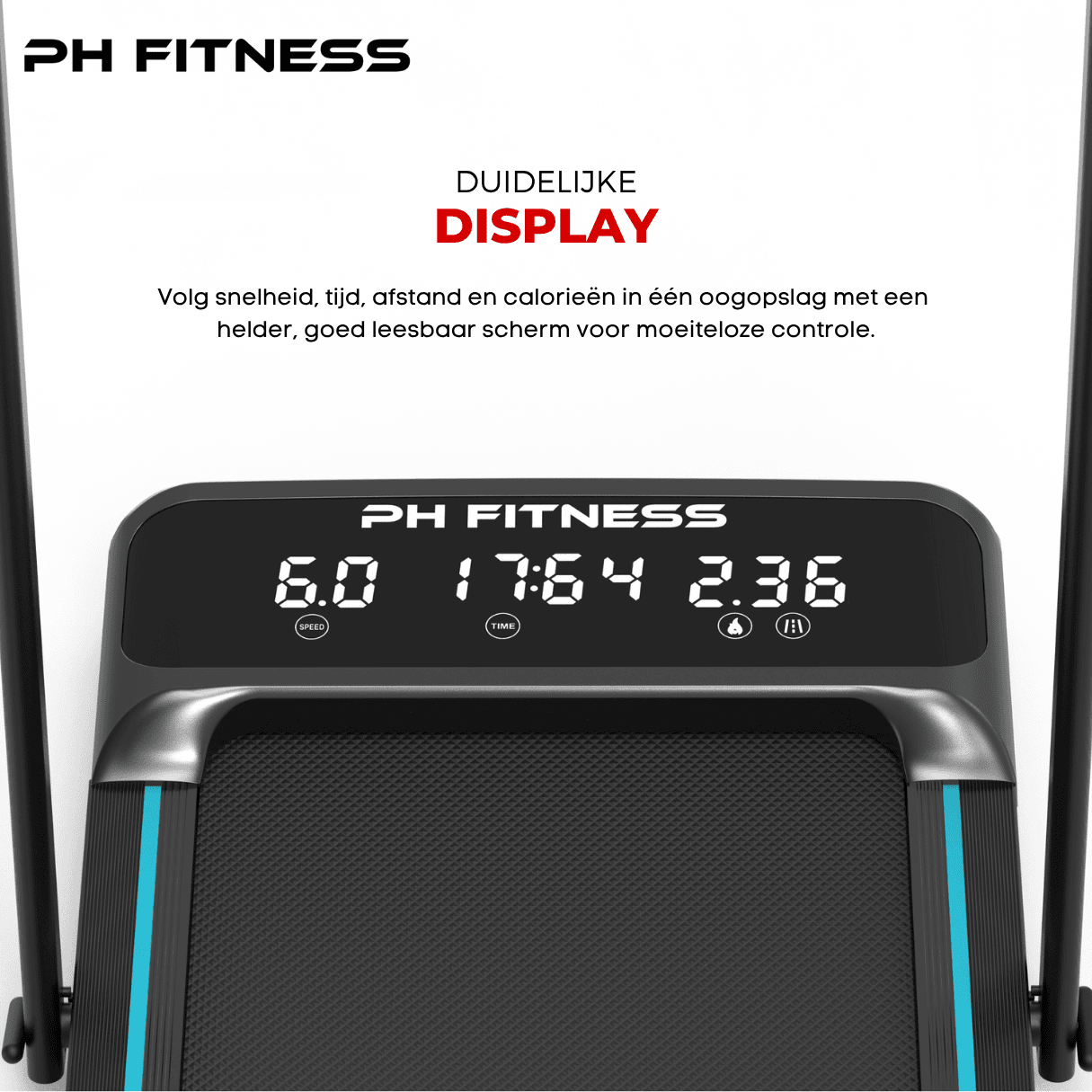 LB - 600 Opvouwbare Loopband – 1.5PK, 10km/u, Bluetooth App, 130kg Draagvermogen, Veiligheidssleutel - PH Fitness