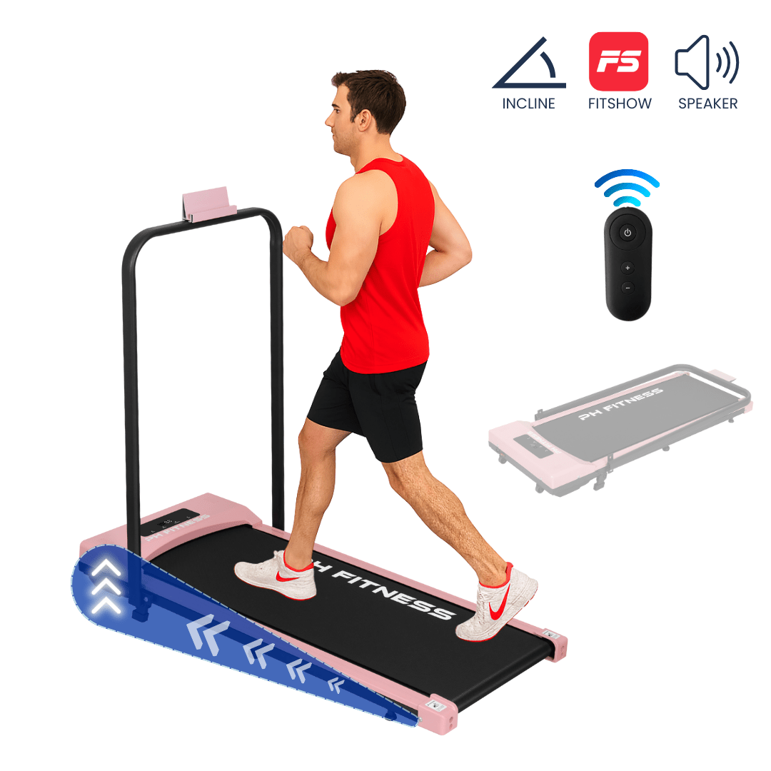 Loopband – 8 km/u - Incline & Handmatige Helling – Zwart of Roze – Walking Pad – Loopband voor Thuis - F1A – Wandelband - PH Fitness