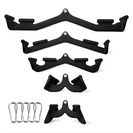 Multi Angle Kabelgreep Set PRO 5 - Delig met Carabiners – Ergonomische Kabelgrepen voor Lat Pulldown, Rows, Rugtraining & Fitness - PH Fitness
