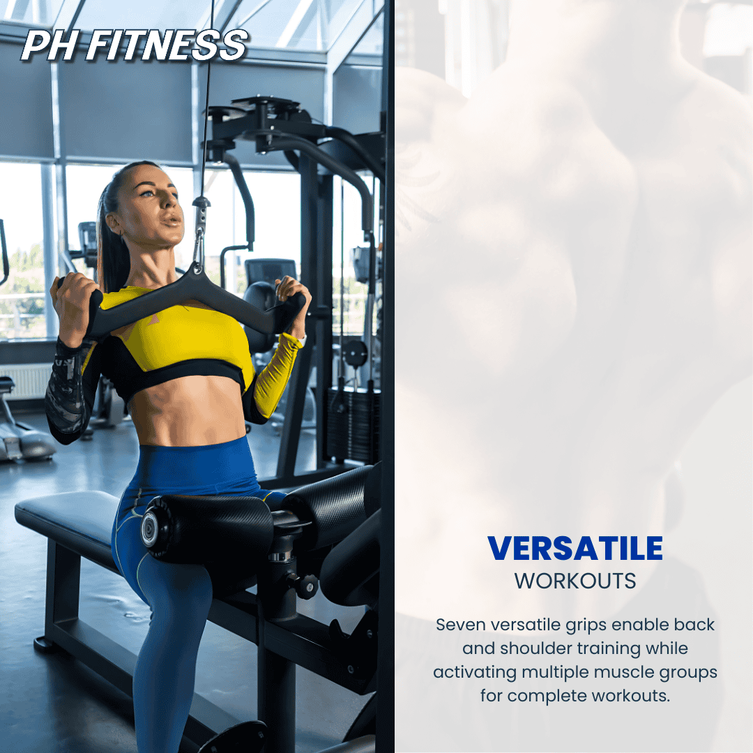 Multi Grip Kabelgreep Set 7 - Delig – Lat Pulldown & Row Attachments – Professionele Kabelmachine Handgrepen voor Rugtraining & Fitness - PH Fitness