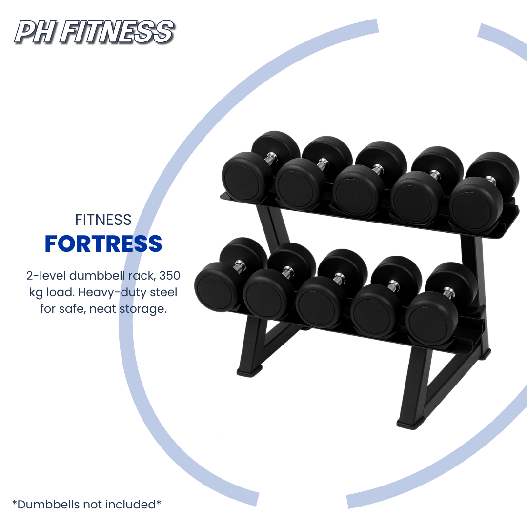 PH Fitness Dumbbell Rek – 2 - Laags - 6 Paar Ronde Dumbbells - PH Fitness
