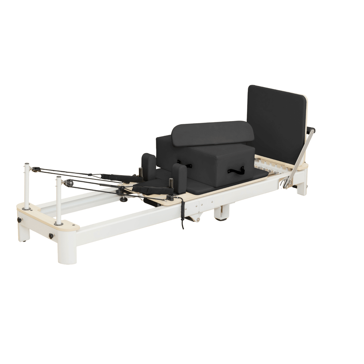 Weißer PH Fitness PRO Pilates Reformer aus Aluminium mit Box und Zubehör