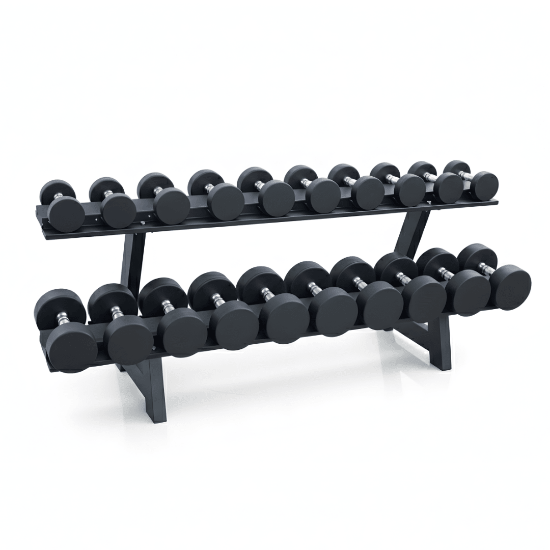Ronde Dumbbell Set 2–20 kg met Rack – Complete Halterset 220 kg met Vaste Gewichtsstappen voor Krachttraining, Fitness & Home Gym - PH Fitness