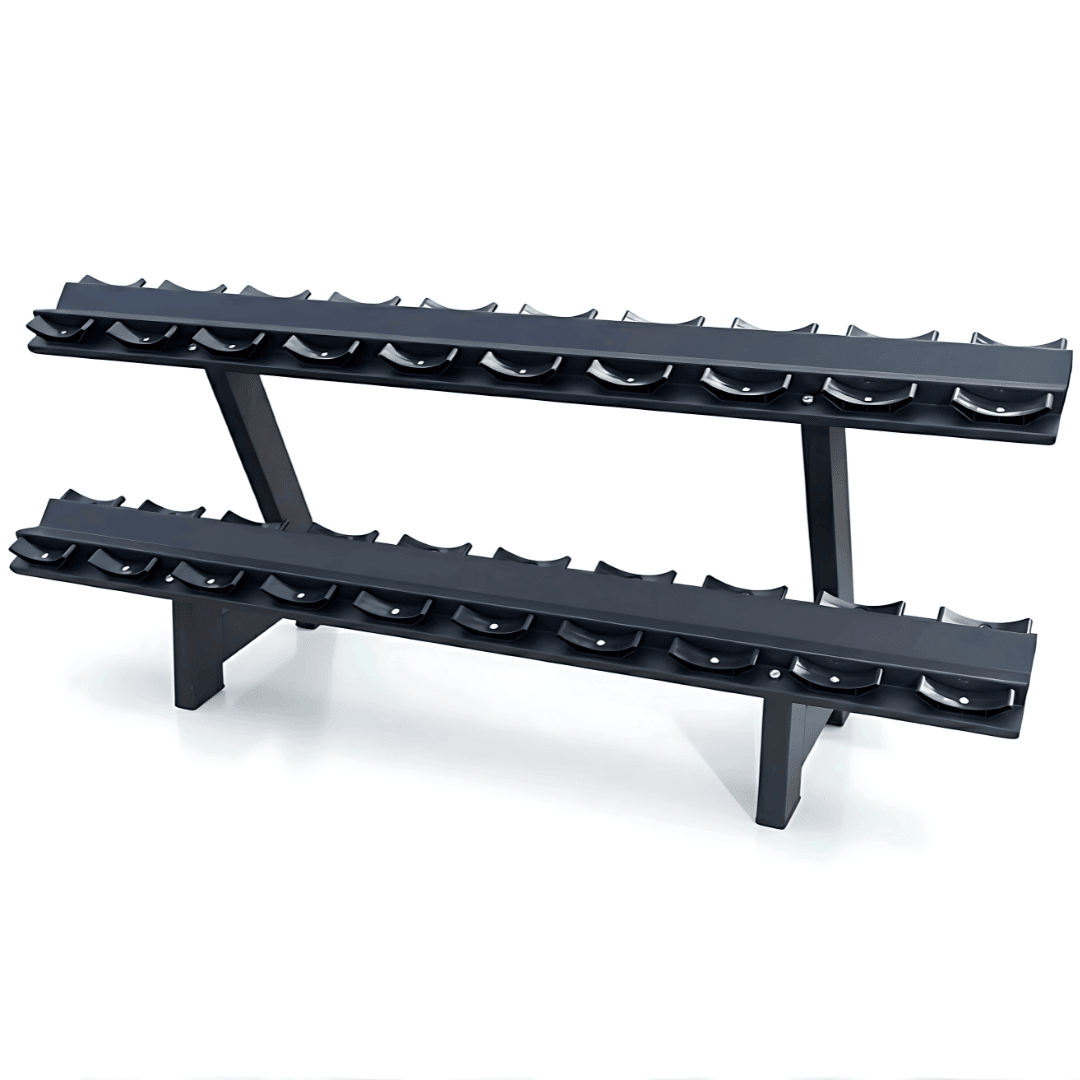 Leeg breed twee-laags PH Fitness dumbbellrek met houders voor vijftien paar dumbbells