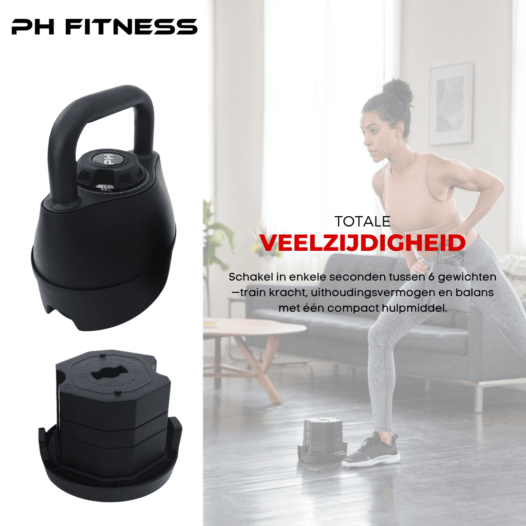 Verstelbare Kettlebell 6 - in - 1 (3,5–18 kg) - PH Fitness