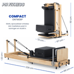 PH Fitness Pilates-Reformer aus Holz im ein- und ausgeklappten Zustand