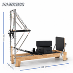 Abmessungen Pilates-Reformer aus Holz mit Half Tower: 228 × 68 × 198 cm