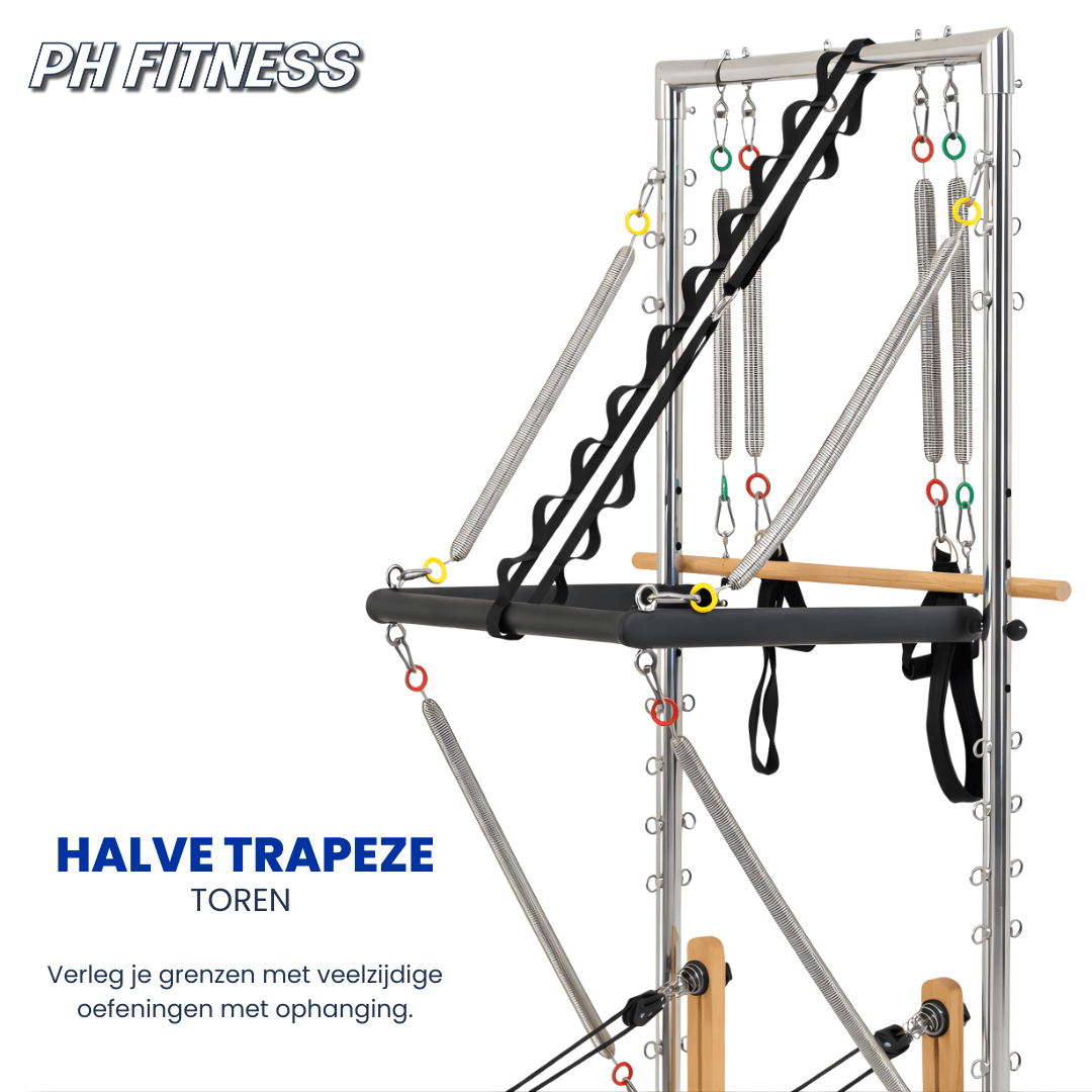 Half Trapeze Tower aus Edelstahl mit Federn und Push-through-Bar
